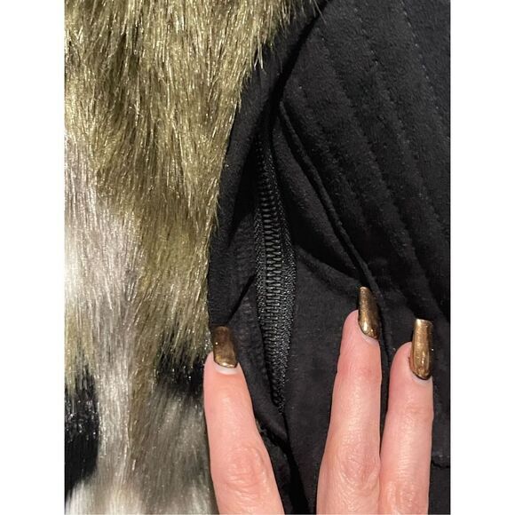 NWOT BCBGMAXAZRIA Faux Fur Dimitri Jacket in Dark Fatigue Combo - Picture 13 of 14